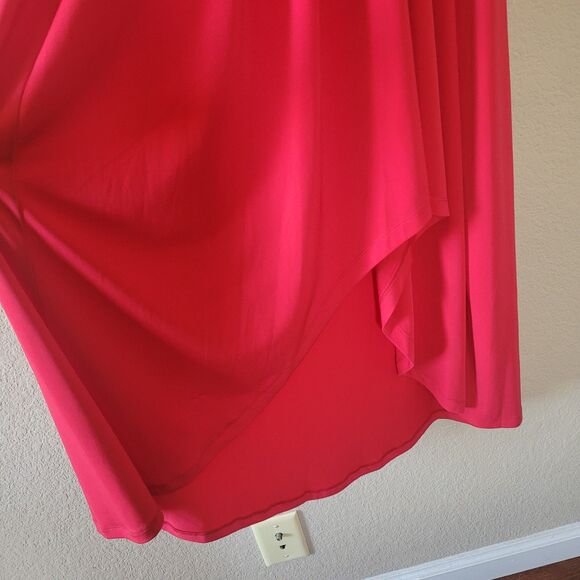 Michael Kors High-Low Faux-Wrap Dress True Red Size Medium Short Sleeve Nwt - Picture 5 of 10